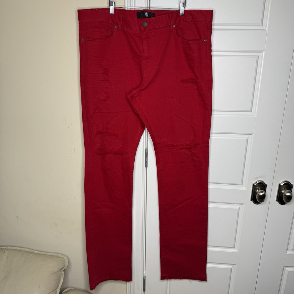 Jordan Craig Martin Stacked Jeans Men's 45/42 Red Tribeca Twill Pants Distressed